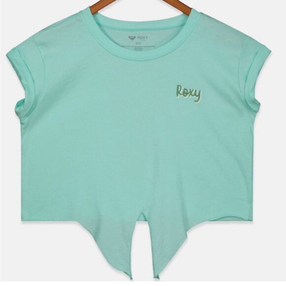 Roxy Girls Colorful Pineapple Tie Front T-Shirt Mint Green S/8 Crop - Picture 3 of 6